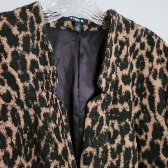 Torrid Leopard Woolen Driving Coat - Picture 6 of 8